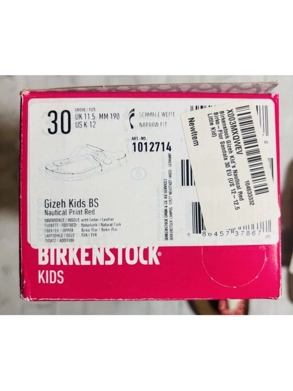 Birkenstock Gizeh Kids Slip-On Sandals Red Nautical Anchor Size 30 EU 12 US - Picture 10 of 10